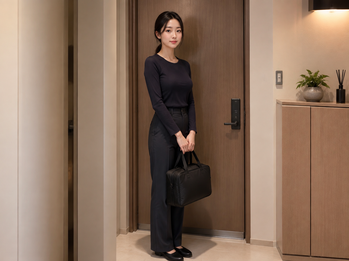 서울 신사동 방문 홈케어 일정을 준비하는 젊은 성인 한국 여성 관리사